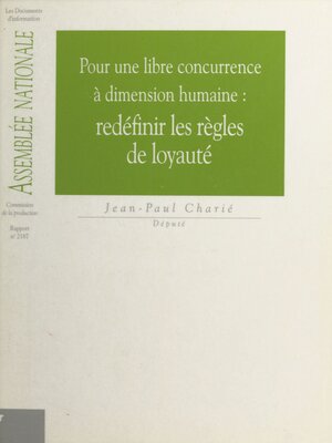 cover image of Pour une libre concurrence à dimension humaine